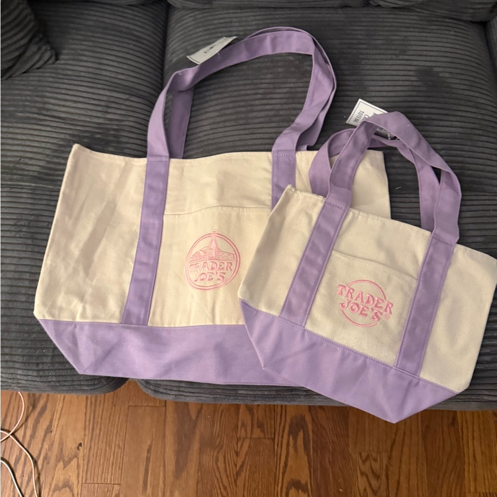 Lavender Canvas Tote Bag - Two Sizes bundle TRADER JOES Selling out in stores